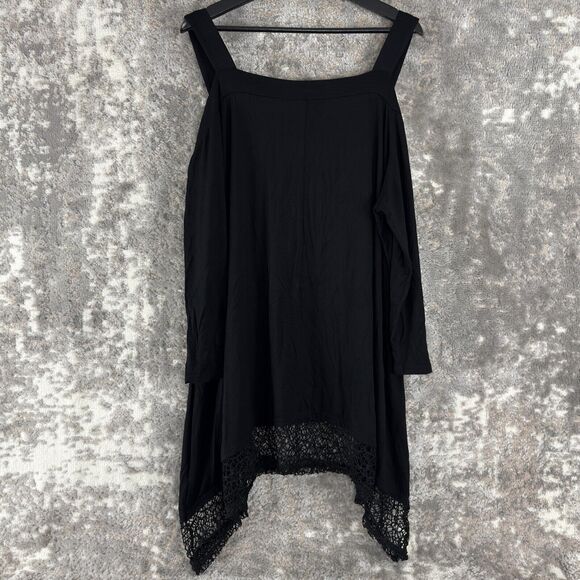 NEW Cupio Womens Plus Size 2X Cold Shoulder Lace Stretch Blouse Casual Pull Over - Picture 4 of 10